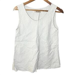 Flax 100% Linen Sleeveless Tank Top Light Gray Size S Minimalist Coastal Beach